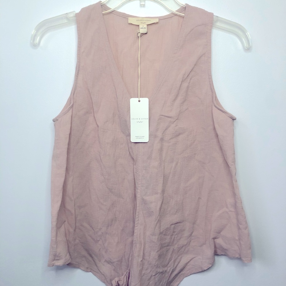 Grade & Gather Front Tie Tank Top Blouse
